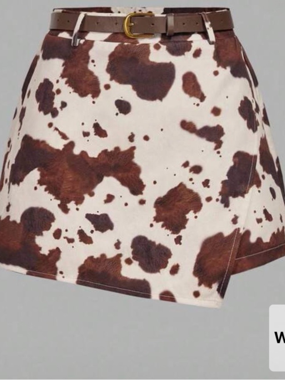 Cow Print Mini Skirt/Skort in Brown and White